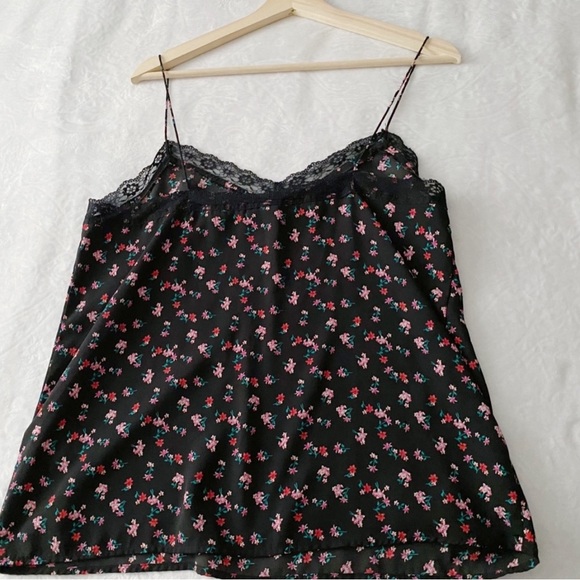 Dark Ditsy Floral Print Lace Trim Camisole - Picture 4 of 6